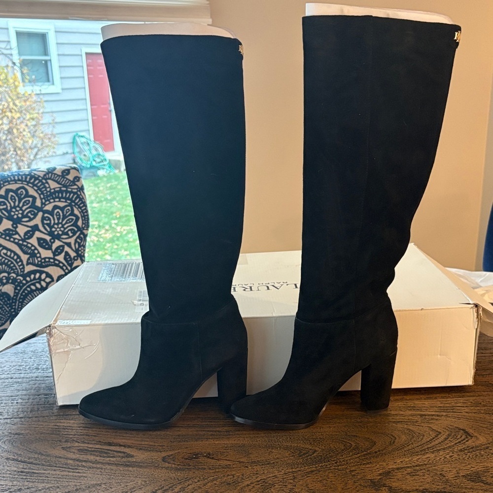 Ralph Lauren Black Artizan Knee Boots